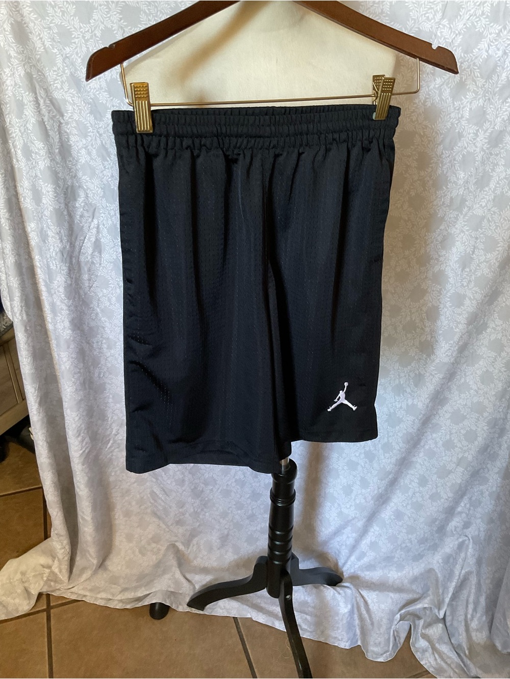 Jordan Black Athletic Mesh Basketball Shorts with White Jumpman